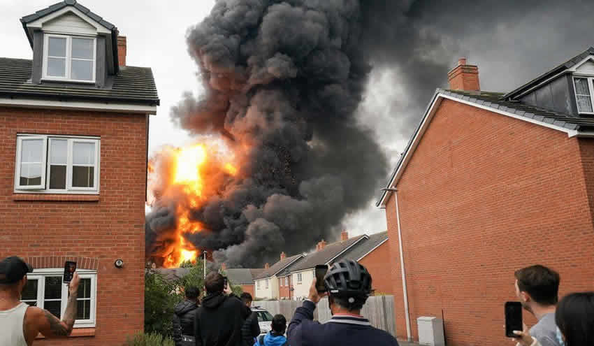İngiltere’de sanayi deposunda çıkan yangın çevre sakinlerini korkuttu