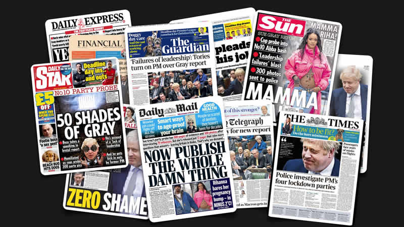 1 Şubat Salı: İngiltere’de günün öne çıkan gazete manşetleri