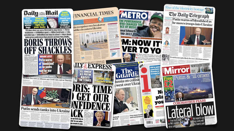 22 Şubat Salı: İngiltere gazetelerinden öne çıkan manşetler