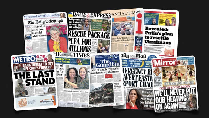 12 Nisan Salı: İngiltere gazetelerinden öne çıkan manşetler