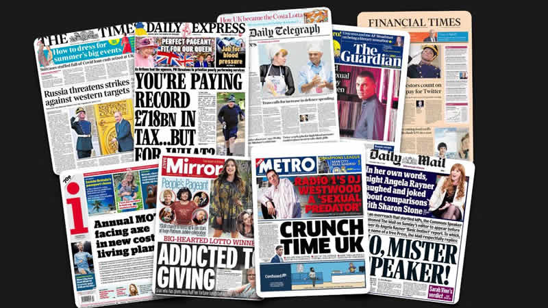  27 Nisan Çarşamba: İngiltere gazetelerinden çıkan manşetler