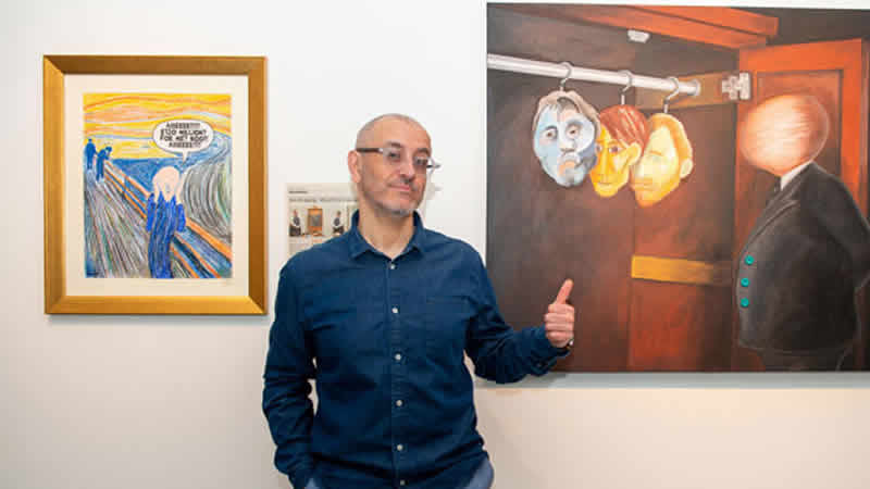 Eski Gırgır çizeri Ufuk Uyanık’ın Londra’daki ilk sergisi açıldı