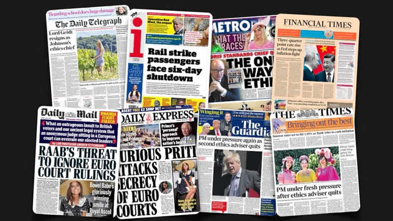  16 Haziran Perşembe: İngiltere gazetelerinden öne çıkan manşetler