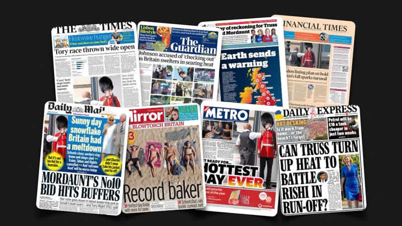  19 Temmuz Salı: İngiltere gazetelerinden öne çıkan manşetler