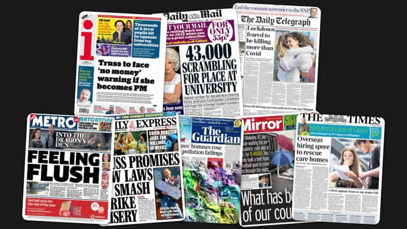  19 Ağustos Cuma: İngiltere gazetelerinden öne çıkan manşetler