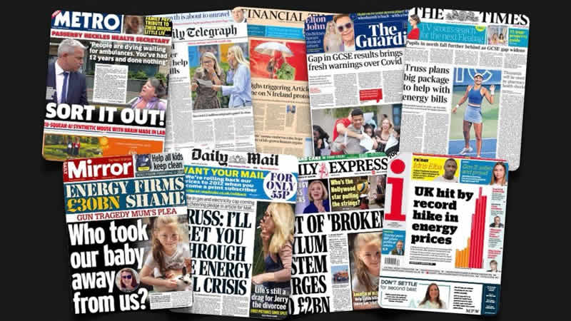  26 Ağustos Cuma: İngiltere gazetelerinden öne çıkan manşetler