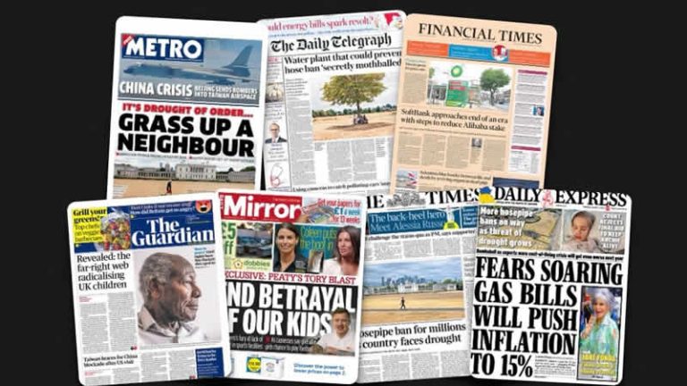 8 Ağustos Pazartesi: İngiltere gazetelerinden öne çıkan manşetler