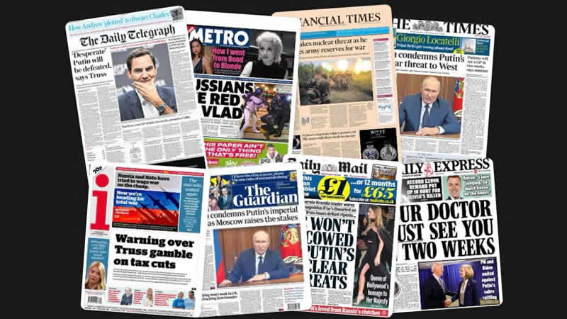 22 Eylül Perşembe: İngiltere gazetelerinde öne çıkan manşetler