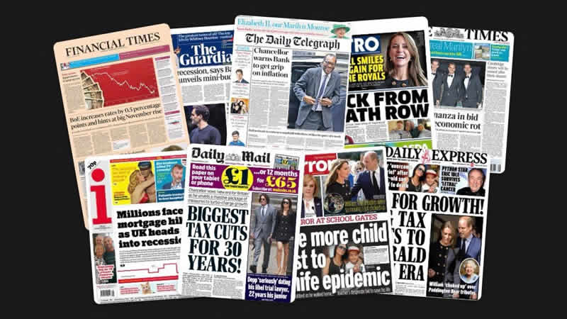  23 Eylül Cuma: İngiltere gazetelerinden öne çıkan manşetler