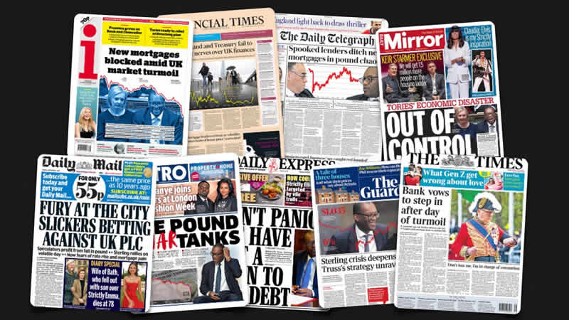  27 Eylül Salı: İngiltere gazetelerinden öne çıkan manşetler