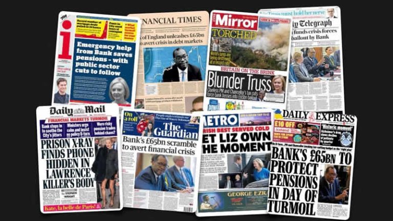 29 Eylül Perşembe: İngiltere gazetelerinden öne çıkan manşetler