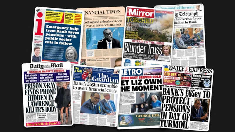 29 Eylül Perşembe: İngiltere gazetelerinden öne çıkan manşetlerv