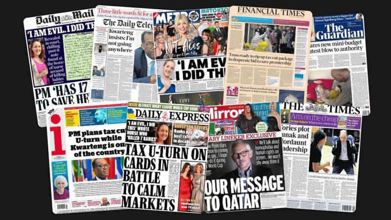  14 Ekim Cuma: İngiltere gazetelerinden öne çıkan manşetler