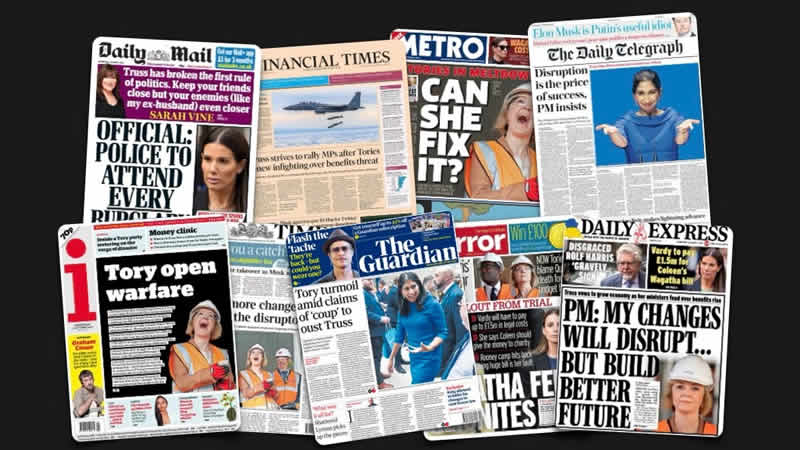 5 Ekim Çarşamba: İngiltere gazetelerinden öne çıkan manşetler