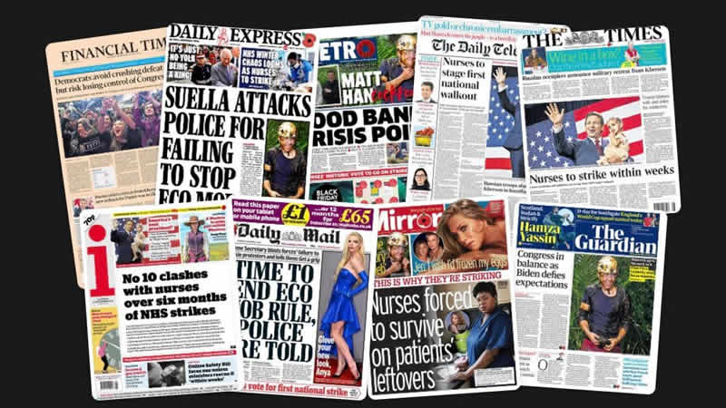  10 Kasım Perşembe: İngiltere gazetelerinden öne çıkan manşetler