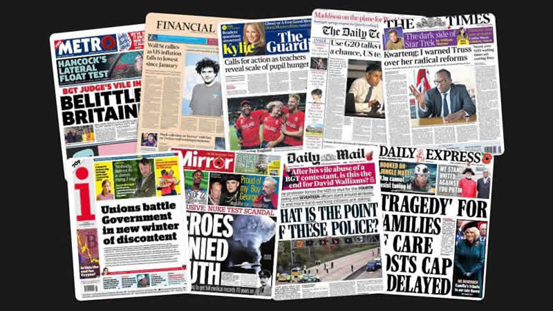  11 Kasım Cuma: İngiltere gazetelerinden öne çıkan manşetler