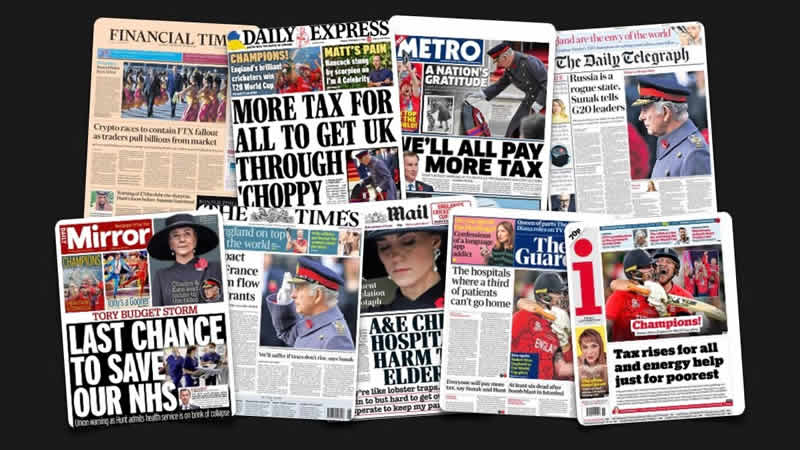 14 Kasım Pazartesi: İngiltere gazetelerinden öne çıkan manşetler