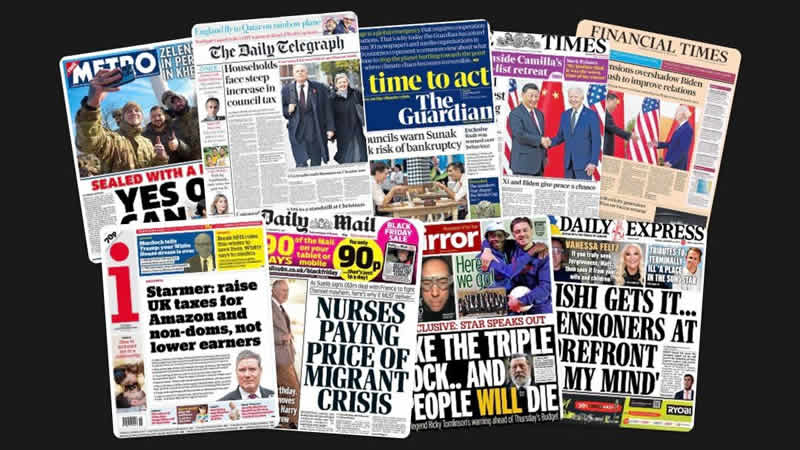 15 Kasım Salı: İngiltere gazetelerinden öne çıkan manşetler