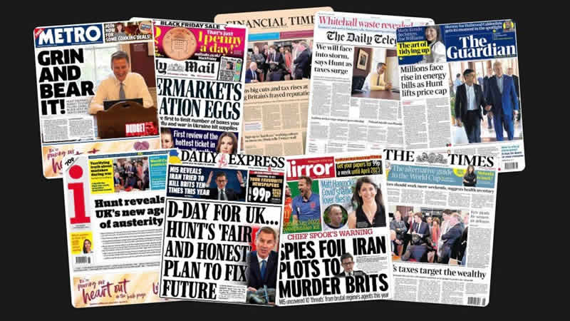 17 Kasım Perşembe: İngiltere gazetelerinden öne çıkan manşetler