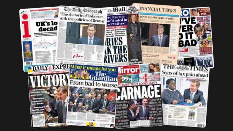 18 Kasım Cuma: İngiltere gazetelerinden öne çıkan manşetler