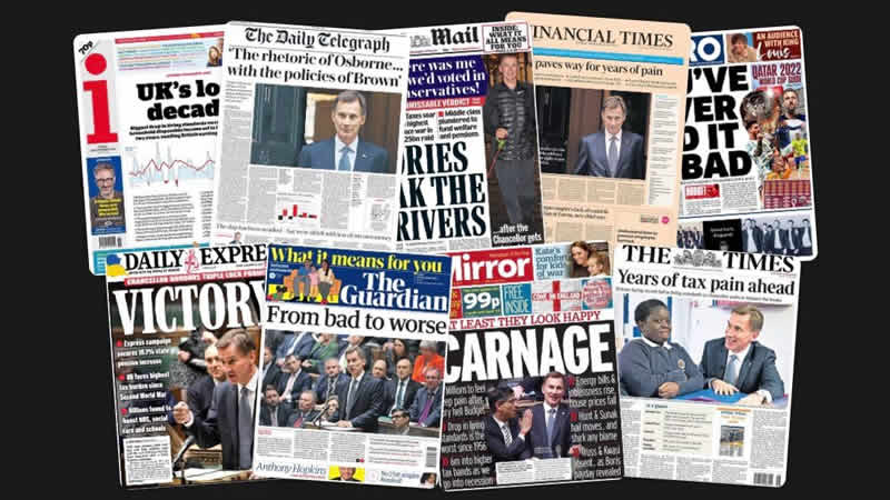  18 Kasım Cuma: İngiltere gazetelerinden öne çıkan manşetler