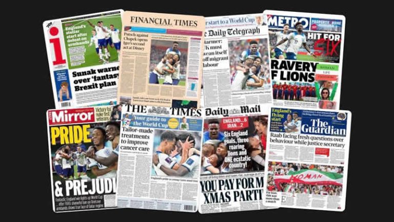 22 Kasım Salı: İngiltere gazetelerinden öne çıkan manşetler