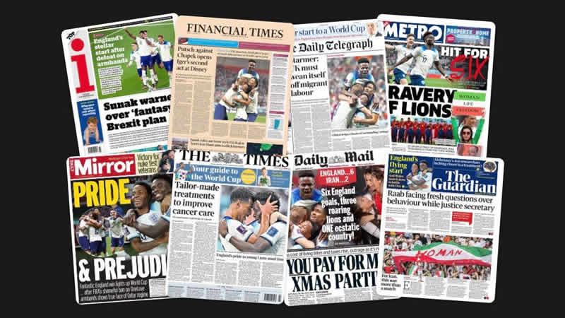 22 Kasım Salı: İngiltere gazetelerinden öne çıkan manşetler