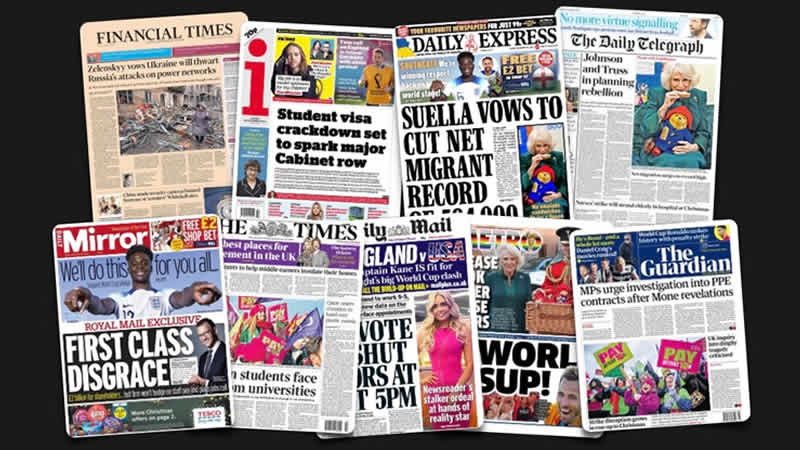  25 Kasım Cuma: İngiltere gazetelerinden öne çıkan manşetler