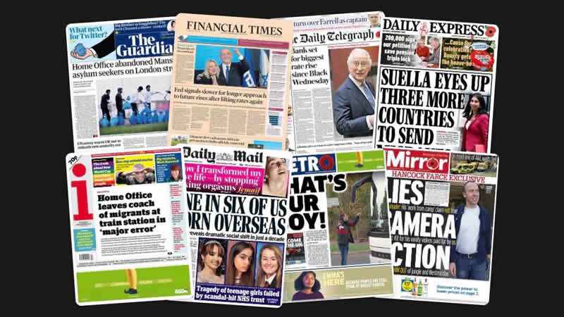  3 Kasım Perşembe: İngiltere gazetelerinden öne çıkan manşetler