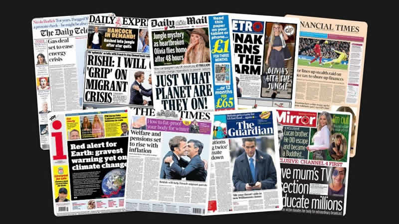 8 Kasım Salı: İngiltere gazetelerinden öne çıkan manşetler