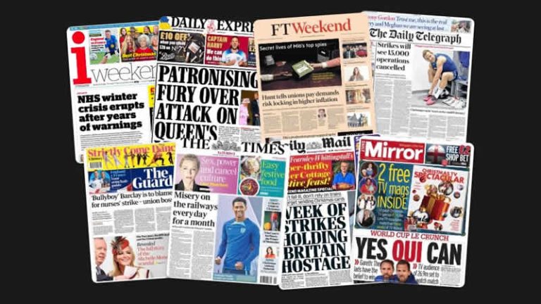 10 Aralık Cumartesi: İngiltere gazetelerinden öne çıkan manşetler