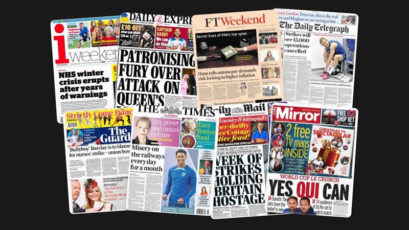 10 Aralık Cumartesi: İngiltere gazetelerinden öne çıkan manşetler