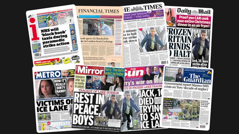 13 Aralık Salı: İngiltere gazetelerinden öne çıkan manşetler