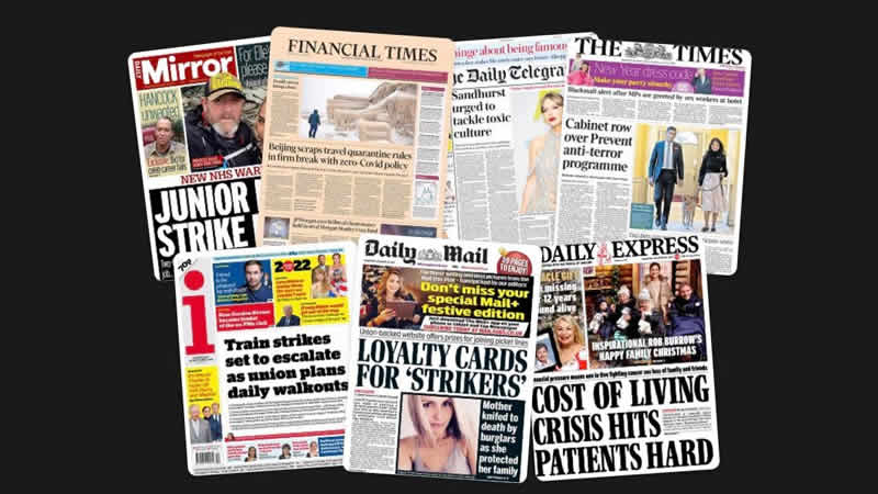 28 Aralık Çarşamba: İngiltere gazetelerinden öne çıkan manşetler