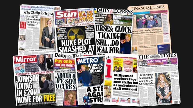 11 Ocak Çarşamba: İngiltere gazetelerinden öne çıkan manşetler