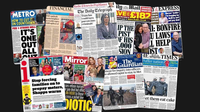  18 Ocak Çarşamba: İngiltere gazetelerinden öne çıkan manşetler