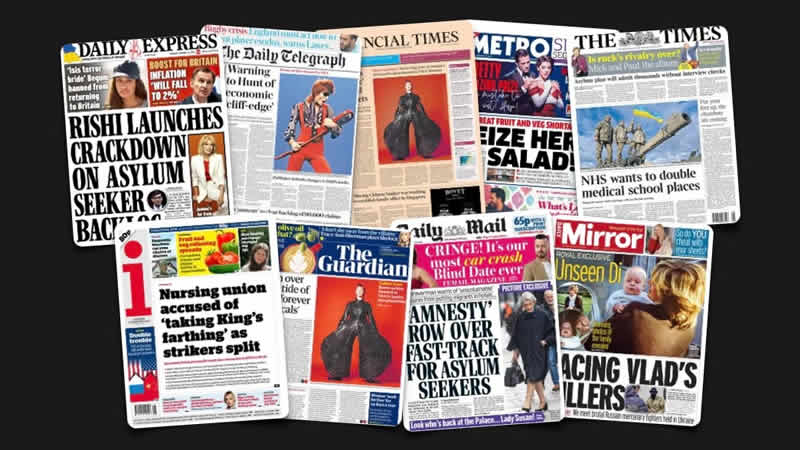  23 Şubat Perşembe: İngiltere gazetelerinden öne çıkan manşetler