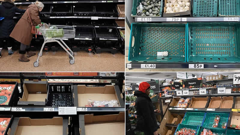 İngiltere’de meyve sebze rafları boşaldı