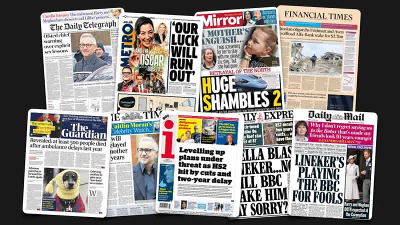  10 Mart Cuma: İngiltere gazetelerinden öne çıkan manşetler