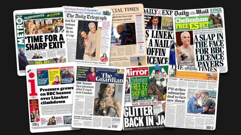  14 Mart Salı: İngiltere gazetelerinden öne çıkan manşetler