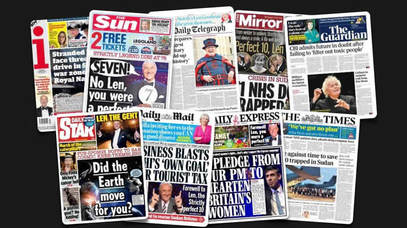  25 Nisan Salı: İngiltere gazetelerinden öne çıkan manşetler