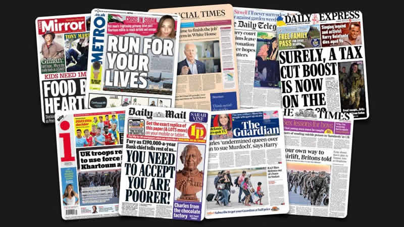  26 Nisan Çarşamba: İngiltere gazetelerinden öne çıkan manşetler