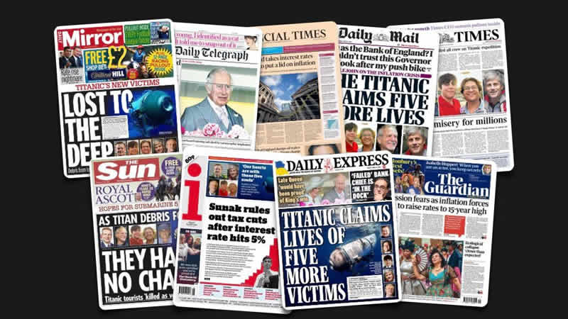  23 Haziran Cuma: İngiltere gazetelerinden öne çıkan manşetler