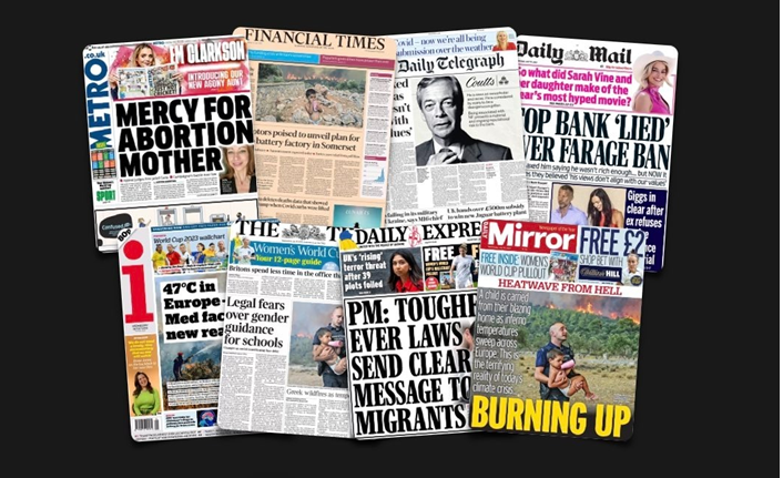 19 Temmuz Çarşamba: İngiltere gazetelerinden öne çıkan manşetler