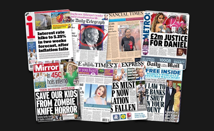 20 Temmuz Perşembe: İngiltere gazetelerinden öne çıkan manşetler