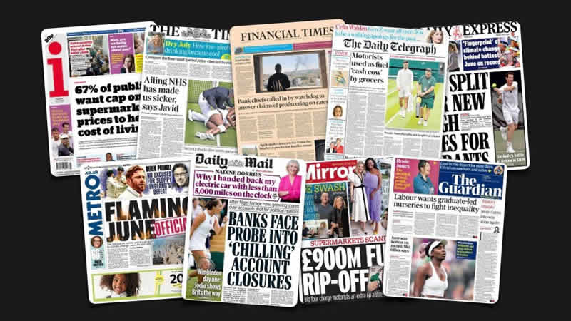  4 Temmuz Salı: İngiltere gazetelerinden öne çıkan manşetler