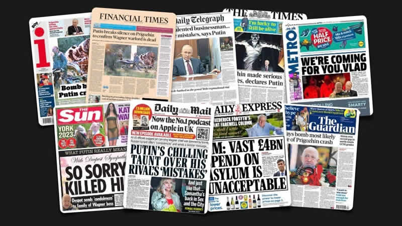  25 Ağustos Cuma: İngiltere gazetelerinden öne çıkan manşetler