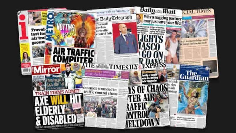 29 Ağustos Salı: İngiltere gazetelerinden öne çıkan manşetler