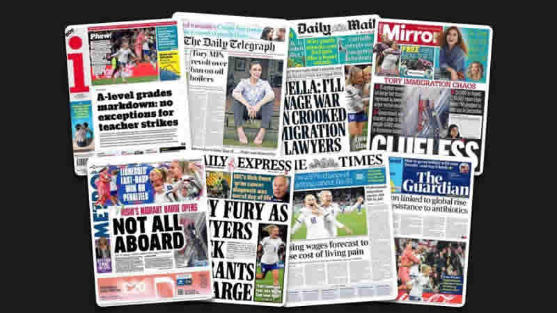  8 Ağustos Salı: İngiltere gazetelerinden öne çıkan manşetler