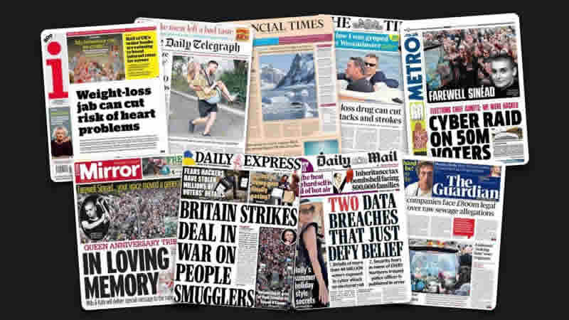  9 Ağustos Çarşamba: İngiltere gazetelerinden öne çıkan manşetler